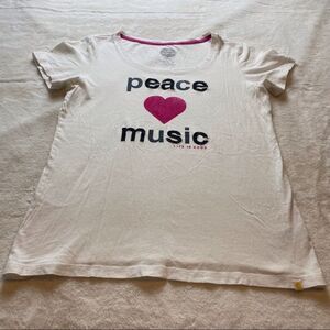 Life Is Good White Peace, Love Music T Shirt Size Small